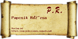 Papcsik Rózsa névjegykártya